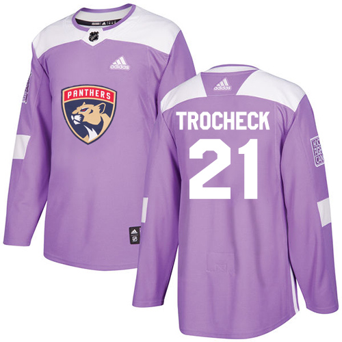 Adidas Panthers #21 Vincent Trocheck Purple Authentic Fights Cancer Stitched Youth NHL Jersey - Click Image to Close